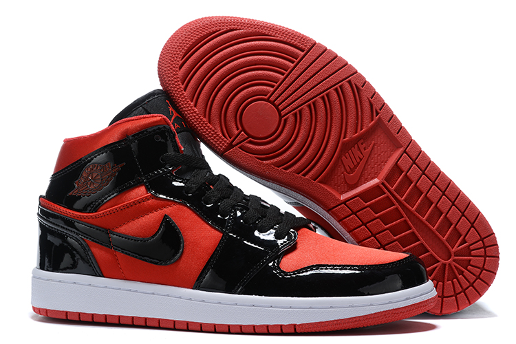 New Air Jordan 1 GS Shine Black Red White Shoes